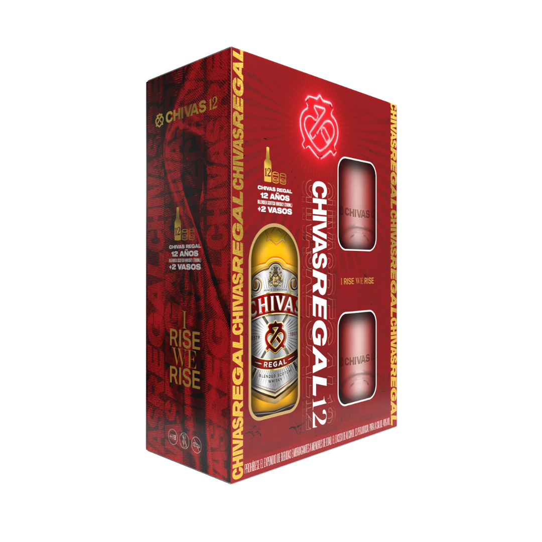 Pack Whisky Chivas Regal 12 años 700 ml + 2 Vasos